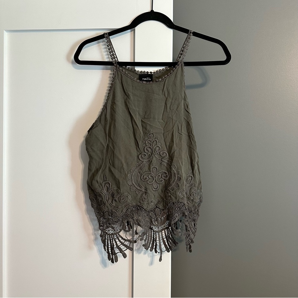 Rue21 Boho Top Olive Green